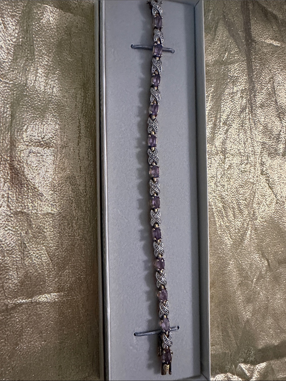 Sterling Silver Amethyst Tennis Bracelet - Elegant Purple Gemstone